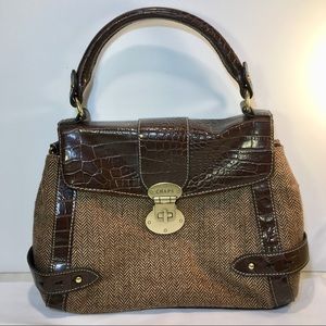 Vintage-look Satchel Herringbone Tweed R-Lauren